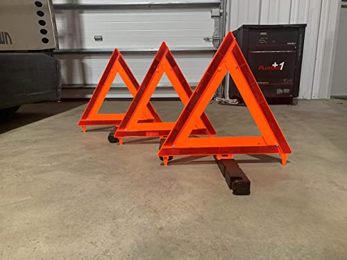 Foxfire F3Tk Roadside Safety Reflective Warning Triangle, Dot Approved With Weighted Base And Case, Collapsible, 3 Pack #TOP5