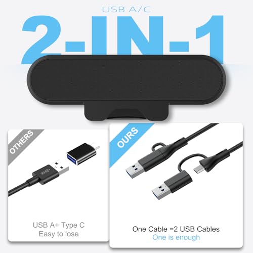Plyee Audio Monitor Speakers, Computer Speakers for Desktop PC, USB Speaker with Integrated USB A Type C Connector, Easily Clamp to Monitors, 10W の商品画像 3