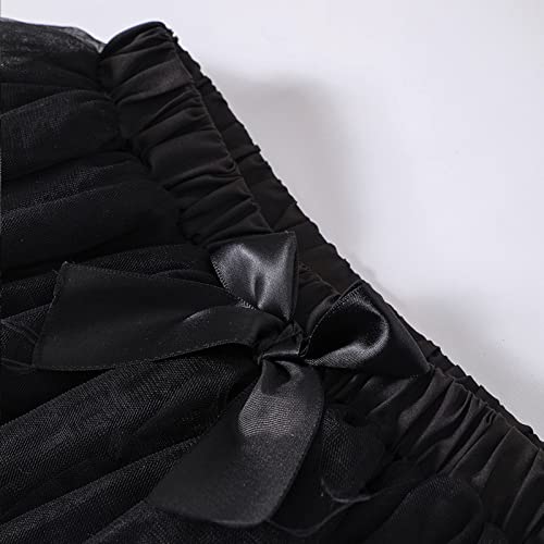 Liuyffan Infant Newborn Baby Girls Summer Soft Fluffy Tutu Skirt Solid Dress Princess Dress Bowknot Party Skirt Infant Girl Skirt Black #TOP2