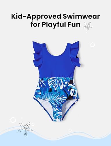 Image of PATPAT Family Matching Swimwear Set: Floral Print Sleeveless Ruffled One Piece Bathing Suits