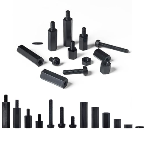 Chlmetf 600PCS of M3 Male Female Nylon Hex Spacer Standoffs Screws Nuts, Motherboard Bolt and Screw Combination Suite for Circuit Board PCB Board Thread Column (Black)