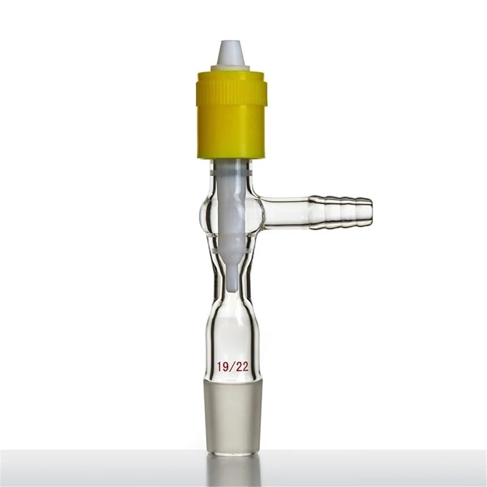 Adaptador de destilación Conjunta, Junta adaptadora de válvula de PTFE de Alto vacío de 4 mm, 14/20, 19/22, 24/40, Vidrio de borosilicato C13, Varios tamaños(C132440Y)
