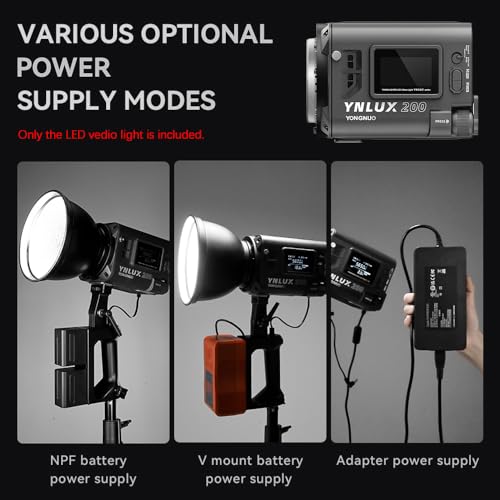 Image of YNLUX200 Handheld LED Video Light 200W High Power Photography Light 5600K Color Temperature with COB Bead 12 Lighting Scene Effects 2.4G Wireless System Support BT Connection