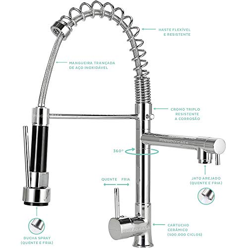 Pingoo.Casa, Kit Cuba para Cozinha com Acessórios, Gourmet, Aço Inox, Guarani e Torneira Misturador