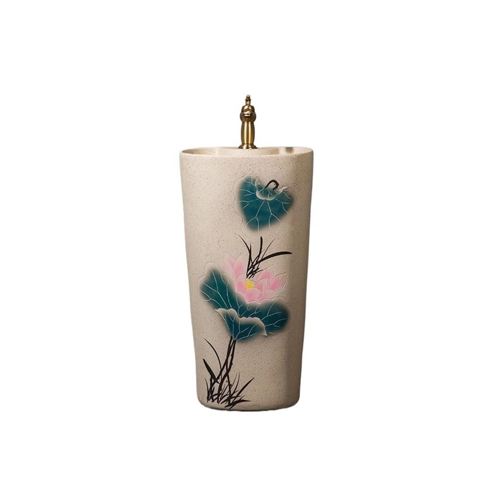 Zhaoj24-05 One Color Pedestal Sink Pedestal Outdoor Wash Basin With Faucet And Drain Integrated Garden Ceramic Sink