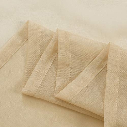 Mystic-Home Taupe Sheer Curtains 84 Inches Long, Rod Pocket Sheer Drapes For Living Room, Bedroom, 2 Panels, 52"X84", Semi Crinkle Voile Window Treatments For Yard, Patio, Villa, Parlor #TOP4