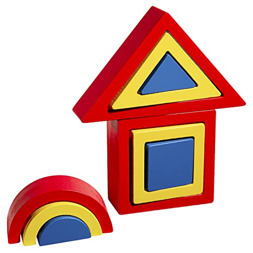 GYBBER&MUMU Colorful Wooden Shape Puzzle Toys Set for Toddlers 9 Piece