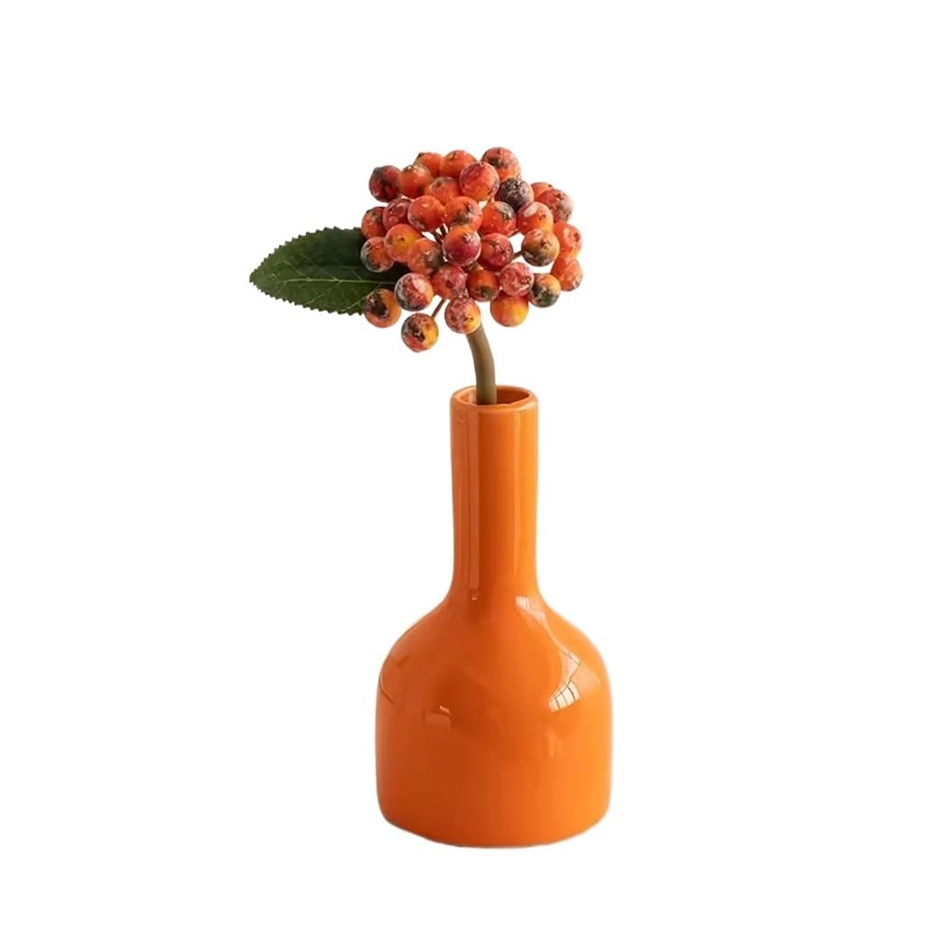 Keramikvasen Orange Keramik Dekorative Trockenblumenvase Künstliche Blumen Set Wohnzimmer Blumenarrangement Dekorative Vase Keramik Vase (S)