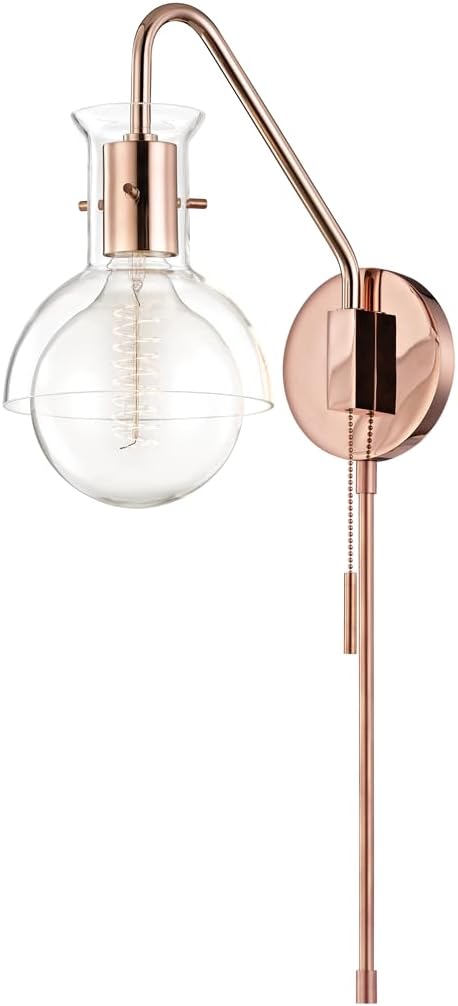 Mitzi HL111101G-POC Riley - 1 Light Plug-in Sconce 24 inches Tall and 6.25 inches Wide - Polished Copper