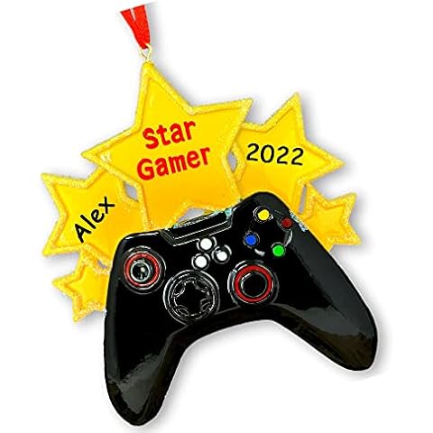 Personalized Star Gamer Video Game Controller Hanging Christmas Ornament with Your Custom Name and or Date Cover