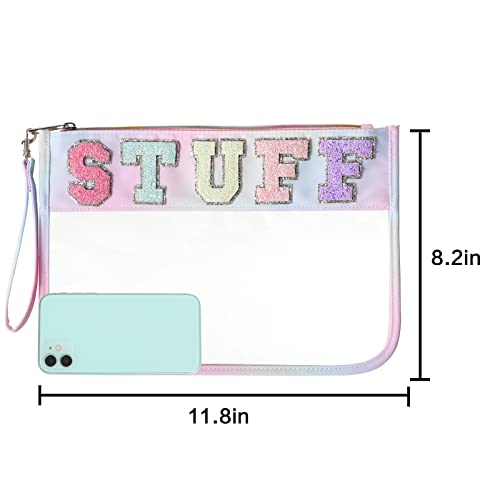 Dyshayen Glitter Letter Clear Zipper Pouch For Travel,Nylon Clear Cosmetic Stuff Bag,Makeup Travel Bag For Women (Multicoloured-Stuff) #TOP3