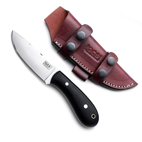 GCS Handmade Skinning and Tactical Knife with Full Tang Black Micarta Handle, Leather Sheath, Right Hand Cross Draw & Right Hand Vertical Carry-GCS 262 - GCS Knives