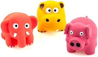 CHIWAVA 3 Pack 3.1'' Squeak Latex Puppy Toy Lovely Standing Animal Sets Pet Interactive Play for Small Dogs Random Color