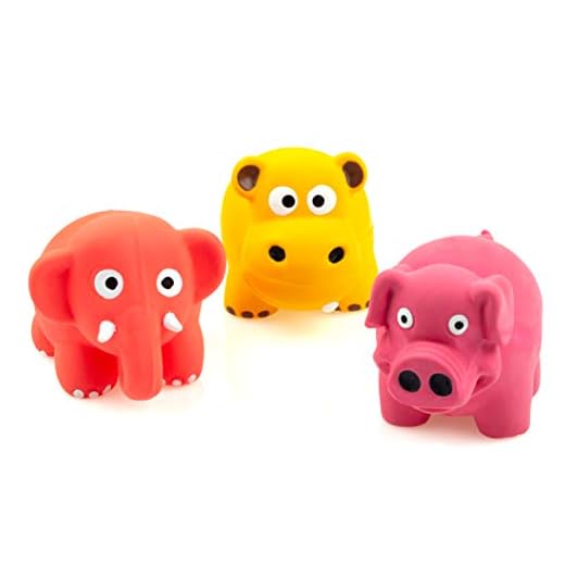 CHIWAVA 3 Pack 3.2'' Squeak Latex Puppy Toy Lovely Standing Animal Sets Pet Interactive Play for Small Dogs Assorted Color