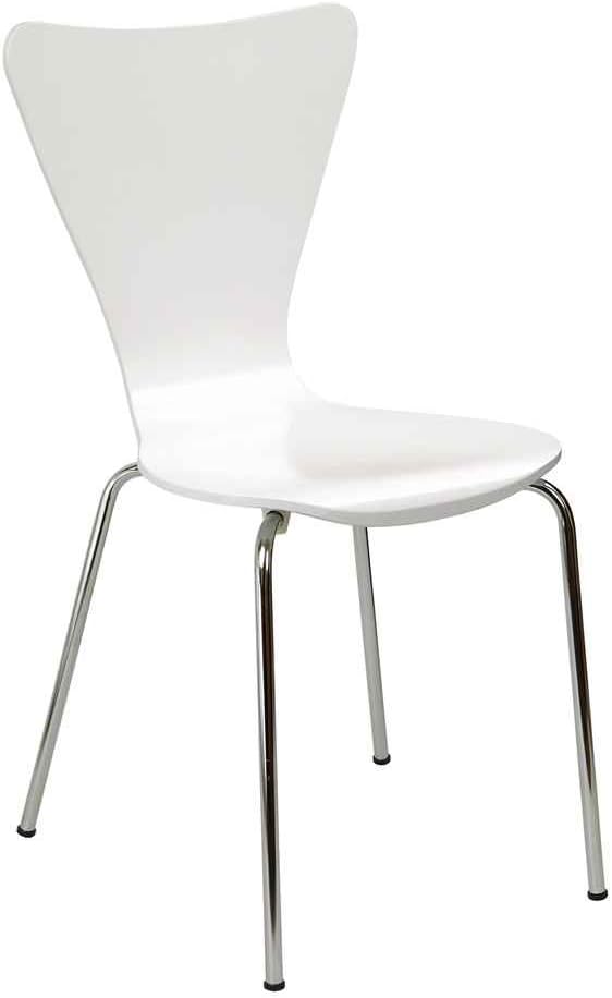 Legaré Furniture Modern Ergonomic Bent Plywood Chair for the Home, Office, or Work Space, White