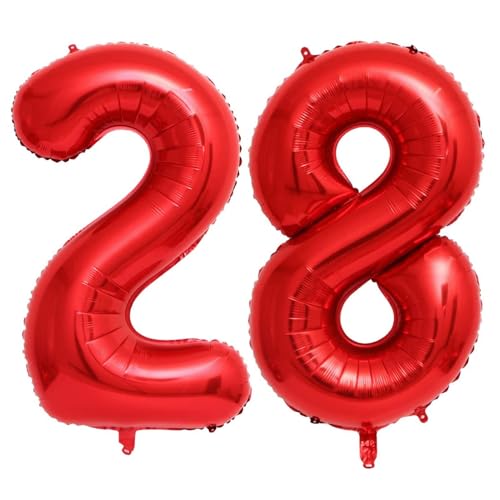 40 Inch Red 28 Balloons Giant Number 28 Balloons Red 28 Birthday Balloons 28th Birthday Anniversary Events Party Decorations Supplies