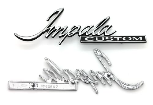 Image of Pair New Impala Custom Script Emblem Coupe Rear Sail Panel Badge Replacement for 1971-1976 Impala (Chrome), EI-#+#-1