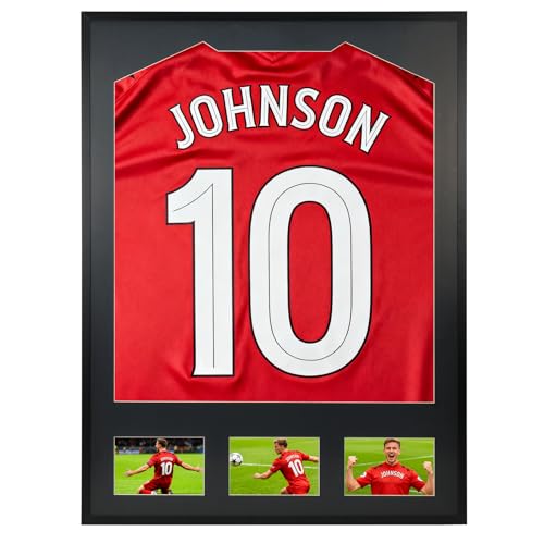 Giftgarden Cadre Maillot Foot 60x80 cm, Double Bordure En Aluminium Et MDF, Cadre Pour Maillot De Football - Idéal Pour Exposer Foot, Rugby, Basket Maillots...