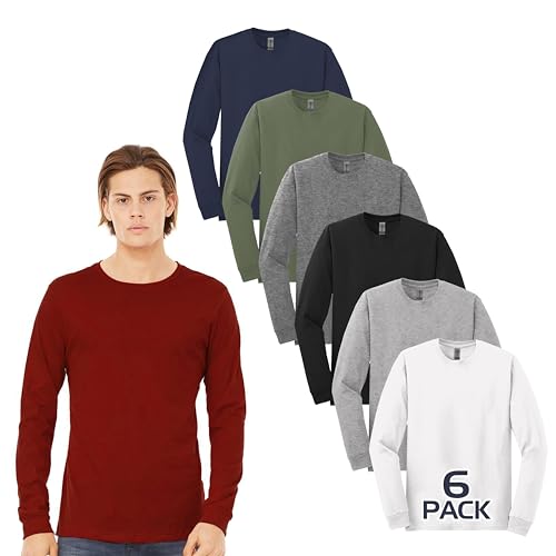 Gildan 5400 Multipack Men's Bulk Long Sleeve T-Shirt 1-10 Pack - Create Your Own Color Set - G5400 Heavy Cotton Crewneck Tee