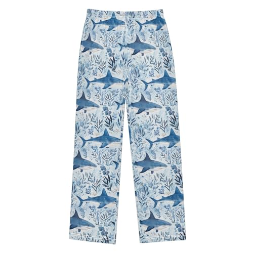 Boys' Pants Ocean Cute Sharks Blue Leaves Long Bottoms Jogger Pants Elastic Waist Trousers with Pockets S-XL