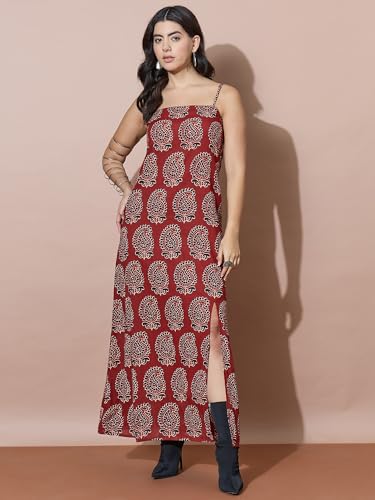Image of Varanga Casual Flowy Midi Dress for Women | Solid Beige A-Line Maxi Dress with Collar & Pockets | Comfortable Summer Dress for Women