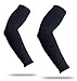 YISEVEN Adult's Sports Compression Arm Sleeves Basketball Shooting Shooter Sleeves Golf Football Accessories Baseball Sun UV Protection Running 3/4 Shirts –Youth Boys Girls Black (1 Pair)