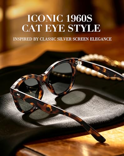 Image of Joopin Oversized Cat Eye Sunglasses Polarized UV Protection Retro Round Sun Glasses Shades for Women Driving Beach Vacation