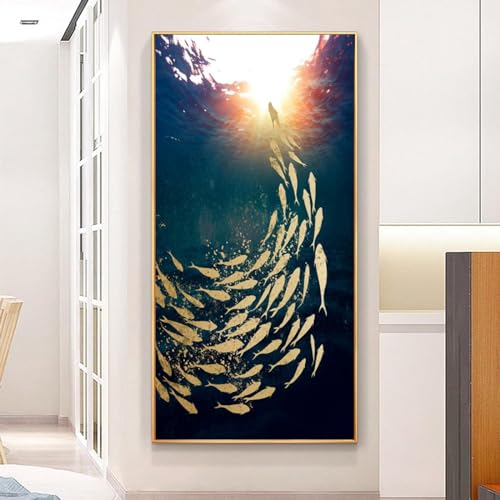 Cuadro de peces koi dorados para un salon elegante y moderno