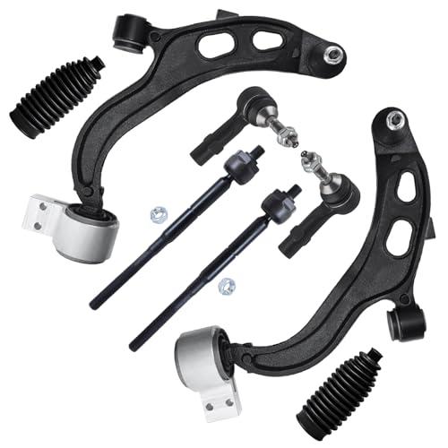 Image of Detroit Axle - Front End 8pc Suspension Kit for 2013-2015 Ford Flex 2013-2016 Taurus Lincoln MKT, 2013 MKS, 2 Lower Control Arms w /Ball Joints 4 Inner & Outer Tie Rods 2 Boots Replacement