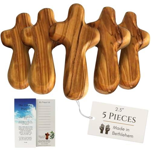 Holy Land Market Olive Wood Pocket Cross 2.5 in Small Wooden Cross 5