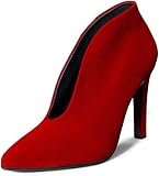 Innensohle: Leder Paul Green 9437 15 Damen klassischer Pumps aus Veloursleder mit 90-mm-Absatz, Groesse 37 1/2, rot