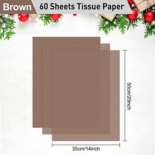 Image of NEBURORA 60 Sheets Brown Tissue Paper Set Gift Wrap Paper(Brown)