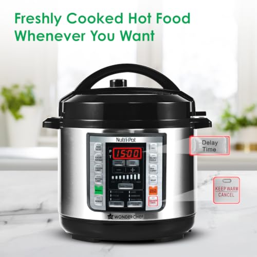 Image of Wonderchef Nutri-pot 3L Electric Pressure Cooker, 18 Pre-set Options, 304 Stainless Steel Inner Pot, Slow Cook, Rice /Millets, Steam, Saute, Dal /Khichdi /Yogurt Maker, Re-heat, Keep Warm, 2-Yr Warranty
