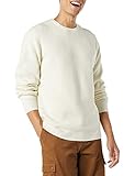 Amazon Essentials Men's Long-Sleeve Soft Touch Waffle Stitch Crewneck Sweater, Ivory, Large