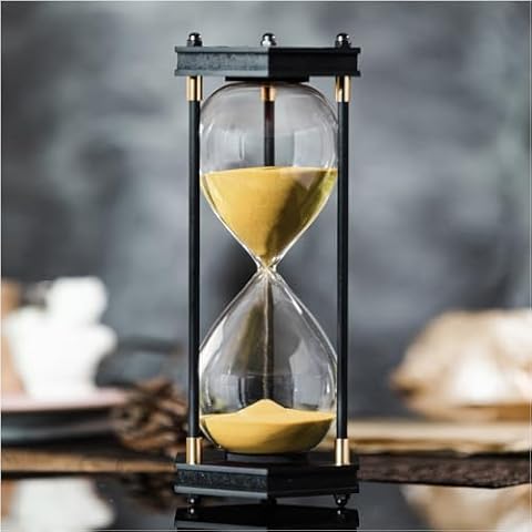 Large Hourglass Timer 60 Minute, Decorative Hexagon Frame Sandglass with Yellow Sand Cover
