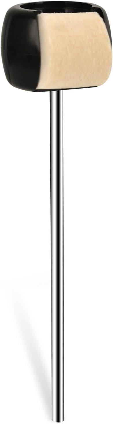 Bass Drum Beater,Bass Drum Pedal Hammer with Felt & Plastic Beater Heads and Stainless Steel Shaft, Fits Most Bass Drum Pedal