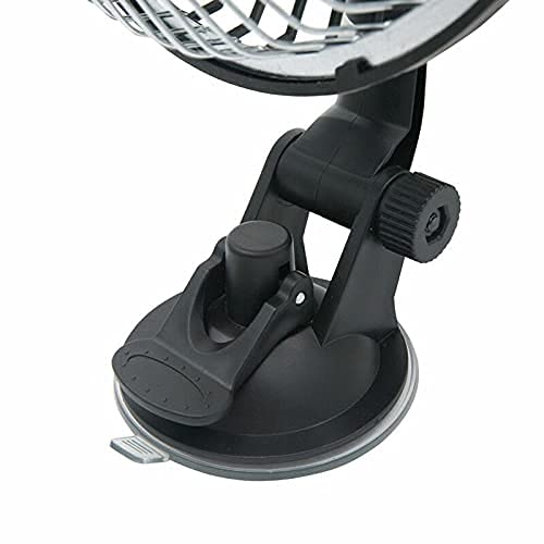 Baceyong Oscylacyjny wentylator chłodzący do samochodu ciężarowego, 12 V/24 V, 6", do użytku na zewnątrz, na kemping, do samochodu, uchwyt na deskę rozdzielczą, chłodzenie obrót o 360 stopni