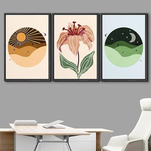 Peinture bohème soleil et lune XINBAO | 3 affiches sur toile 40x60 cm pour salon sans cadre