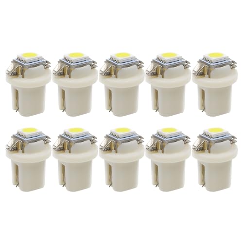 Fellflying Ampoules De Tableau De Bord, 10 Nouveau T5 B8.5D 5050 Voyant Lumineux De Tableau De Bord De Panneau De Voiture De Lumière LED Super Lumineux, 12V Lumière Intérieure Automatique
