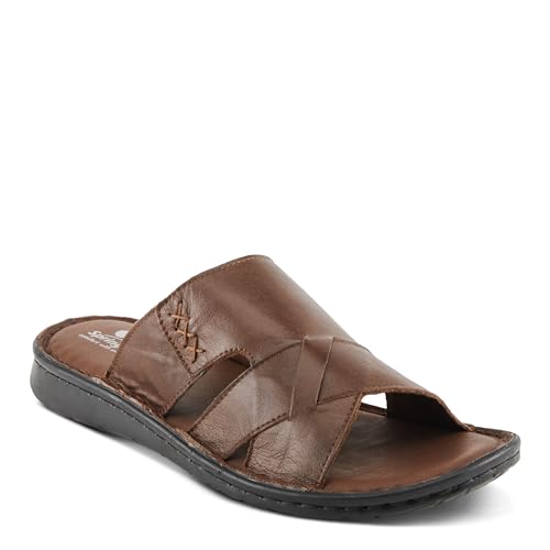Spring Step Men's NUNZIO Leather Slide Sandals – Cushioned Footbed, Adjustable Straps, All-Day Comfort