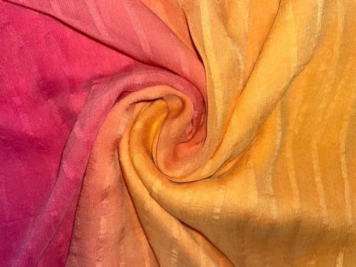 Mousseline de soie ombrée jaune safran et orange 15468 pour voilages légers et robes