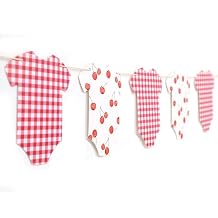 Cherry Baby Shower Banner - Cherry Bodysuit Gingham Banner,Berry Gender Reveal Decor,Berry Sweet Baby Shower,Gingham Onesie Party Decorations Cherry