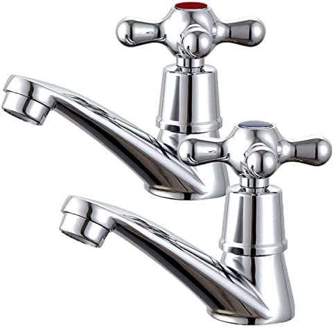 Traditional Victorian Pair of Basin Taps Bathroom Sink Taps Mixers Hot ...