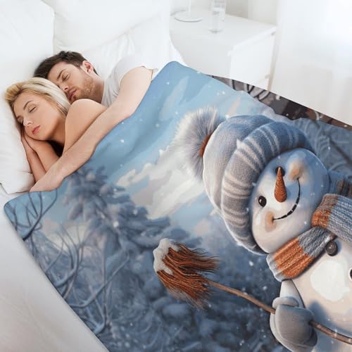 Couverture flanelle bonhomme de neige, idée cadeau pour canapé - 7