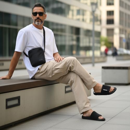 Image of CHUPPS Flow Black & Black Drift Orthopedic Slippers | Soft Footpharma Footbed | Breathable Ventilation Holes | Lightweight Flip Flops | Anti-Skid Chappals for Everyday For Mens