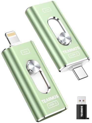 Image of 256GB Photo Stick for iPhone Flash Drive, Memory Stick Phone Storage for Photos and Videos Files Backup, Compatible with iPhone iPad Android PC, Plug & Play, No App Required (Sage Green)