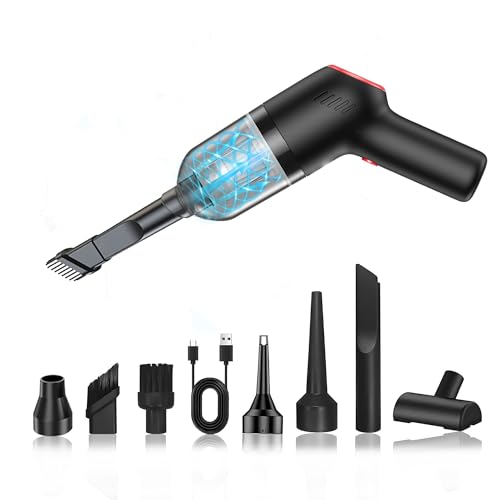 ハンディクリーナー コードレス 強力吸引力【吹き飛ぶ/吸い込む/空気入れ/空気抜き】 多機能車用掃除機 Type-C 急速充電 小型掃除機 低噪音对策 軽量/キーボード掃除/車内清掃/家具 日本語取扱説明書付き(ブラック)