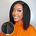 HANNE Kinky Straight Wig for Black Women Short Bob Kinky Wigs 12 Inch Yaki Wigs Ready Wear and Go Kinky Straight Synthetic Wig (1B#)