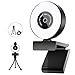 Price comparison product image 2K HD Webcam for PC with Microphone & Ring Light, Free Tripod and Privacy Cover for PC,MAC, Laptop, USB Streaming Web Camera for Youtube,Zoom,Skype,Xbox One,Studying and Conference