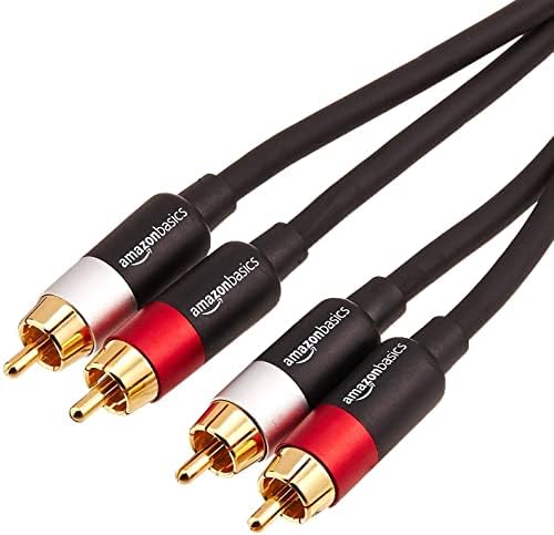 Amazon Basics 2 Male RCA Stereo Audio Cable for Hi-Fi System, Amplifier, Active Speakers or Subwoofer with Gold-Plated Connectors, Digital Audio, Stereo Interconnect, 15 Feet, Black